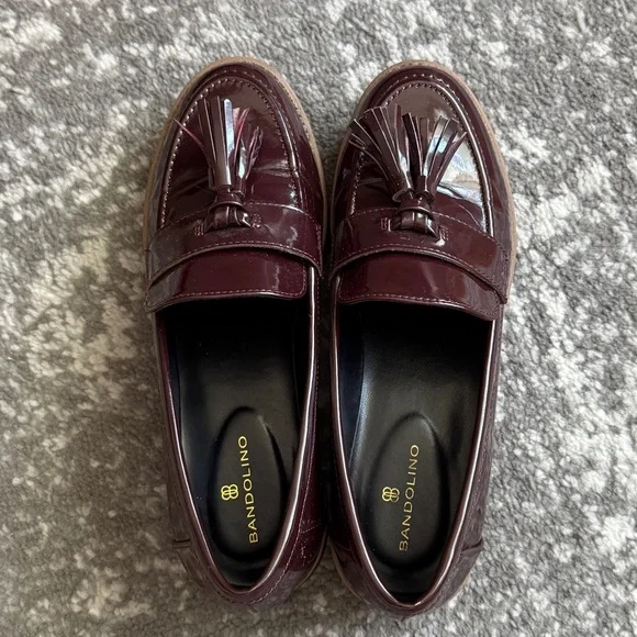 BANDOLINO Linzer Almond Toe Tassles Slip On Loafers Burgundy Size 7 - Picture 3 of 7